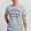 Blend Grey Crafted Denim Print Branded T-Shirt