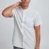 Blend White Short Sleeve Cotton / Linen Grandad Shirt