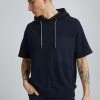 Blend Blue Short Sleeve Vintage Cotton Hoodie