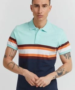 Blend Blue 4 Colour Retro Stripe Polo Shirt