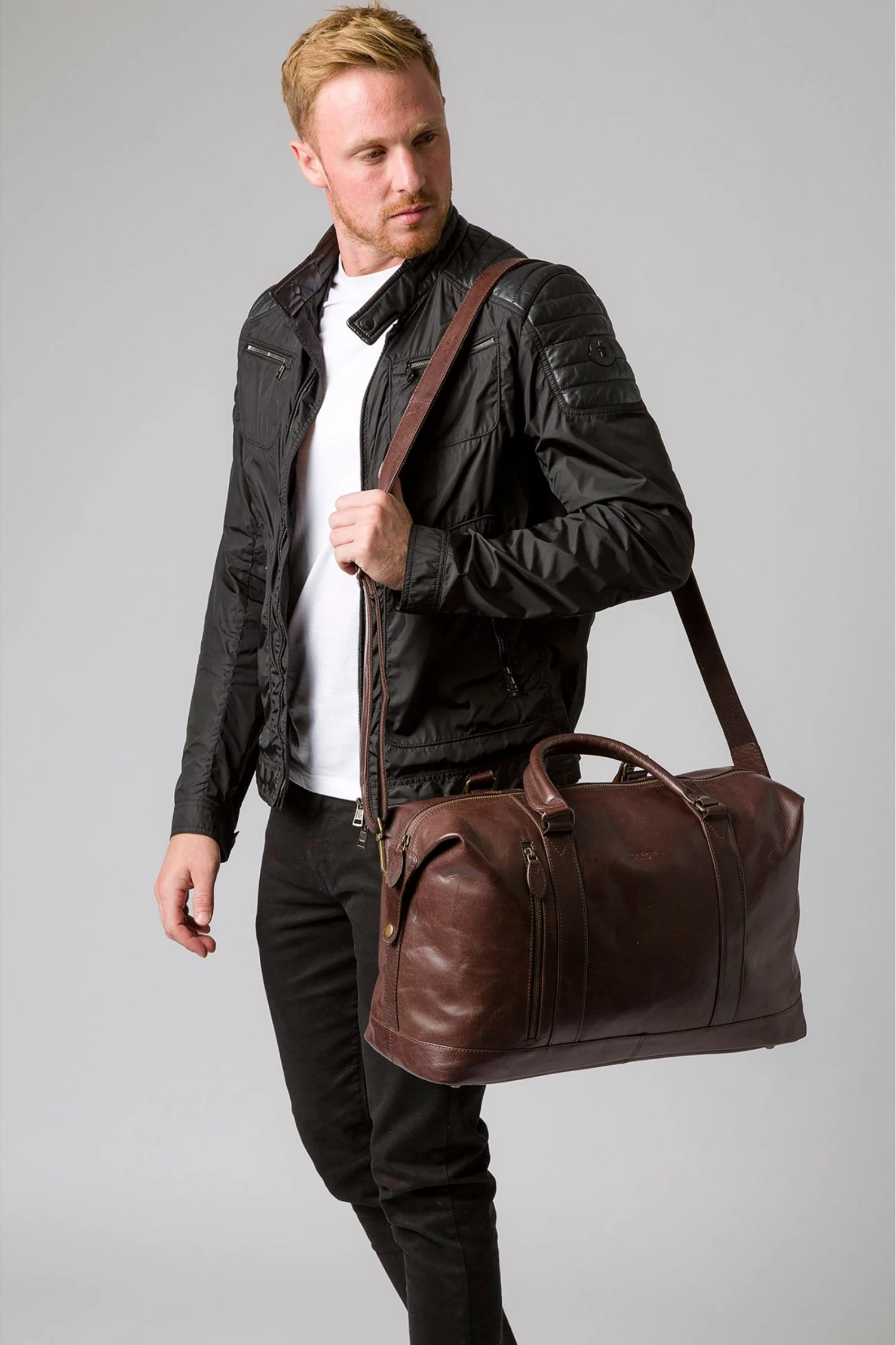 Conkca Rivellino Leather Holdall Dark Brown - Image 2