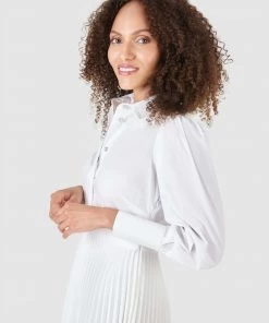 Closet White Pleated Shirt Dress