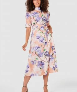 Closet Orange & Purple Tie Back A Line Dress