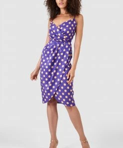 Closet Purple London Midi Wrap Slip Dress