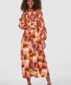 Closet Orange Gathered Neck Dress