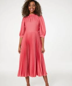 Closet Coral Pink Pleated Dress