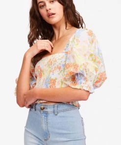 Billabong Clothing White Multi Crop Top
