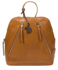 Conkca Zoe Leather Backpack Dark Tan