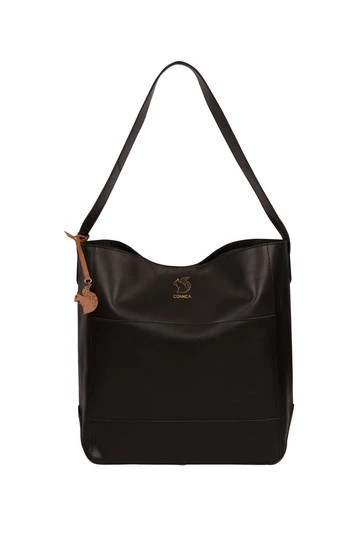 Conkca Reynolds Vegetable-Tanned Leather Shoulder Bag Jet Black - Image 7