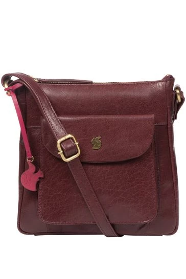 Conkca Shona Leather Cross Body Bag Plum - Image 9