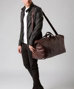 Conkca Gerson Leather Holdall Bag Conker Brown