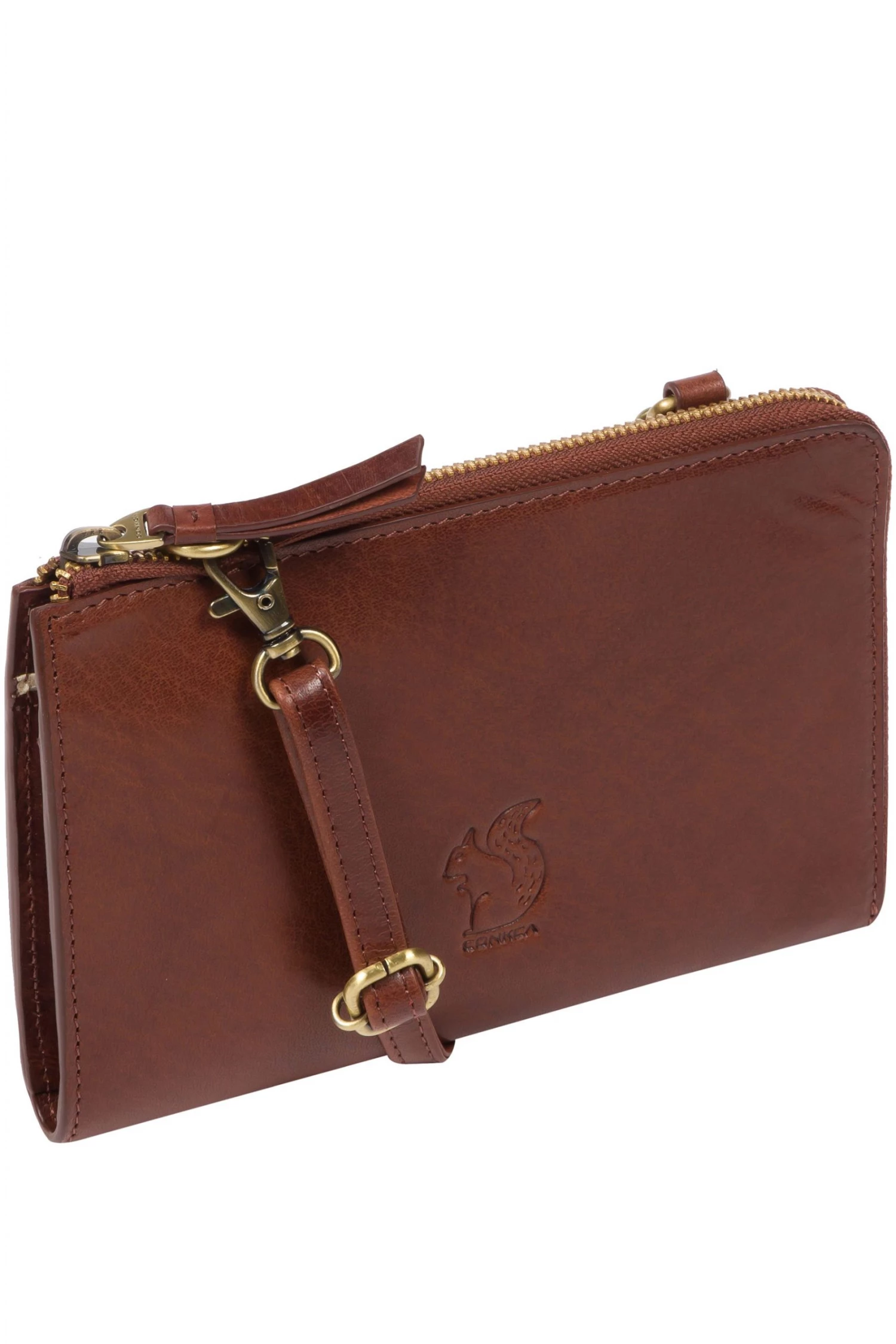 Conkca London Senga Leather Cross-Body Clutch Bag Dark Tan - Image 2