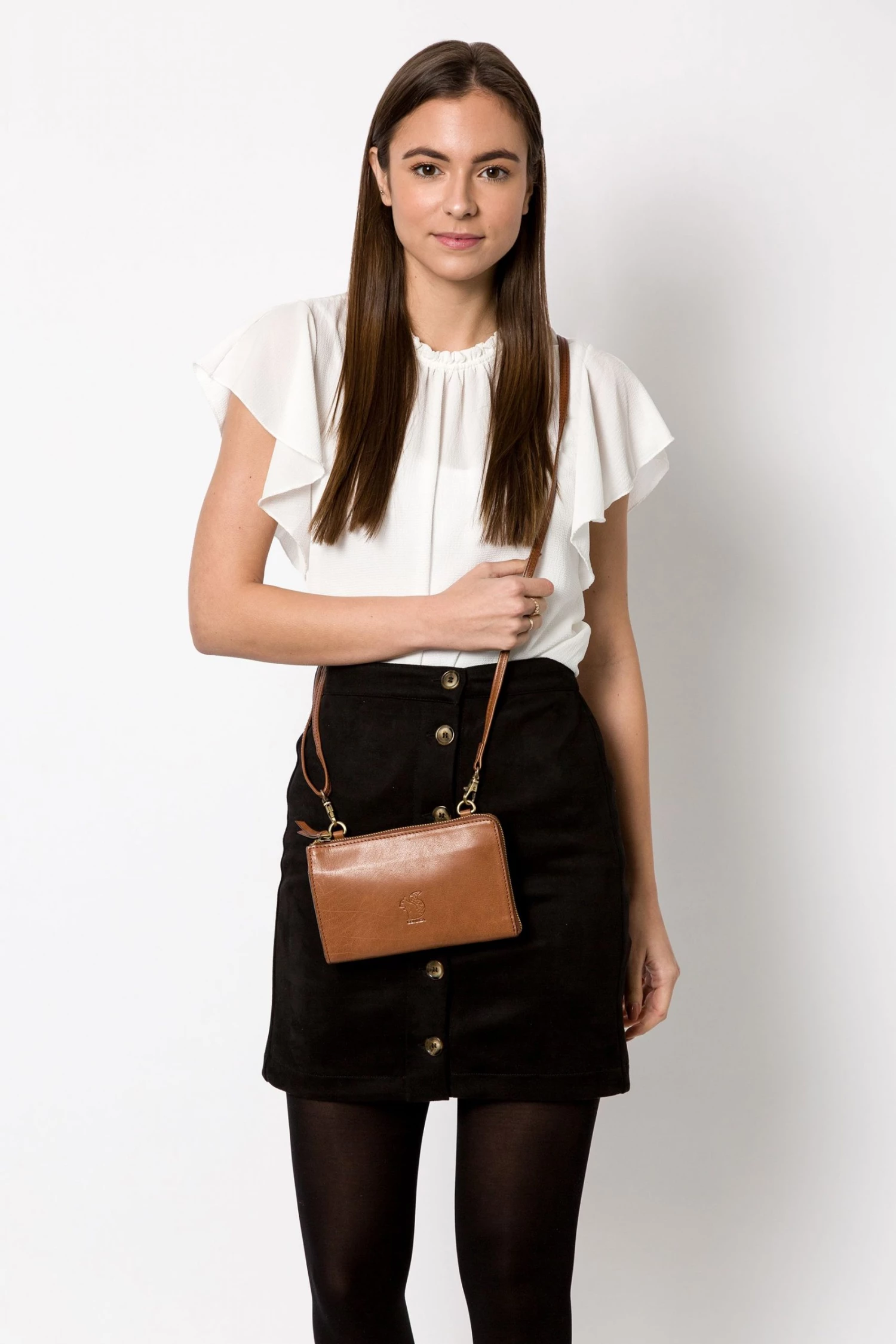 Conkca London Senga Leather Cross-Body Clutch Bag Dark Tan - Image 4