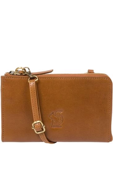Conkca London Senga Leather Cross-Body Clutch Bag Dark Tan - Image 6