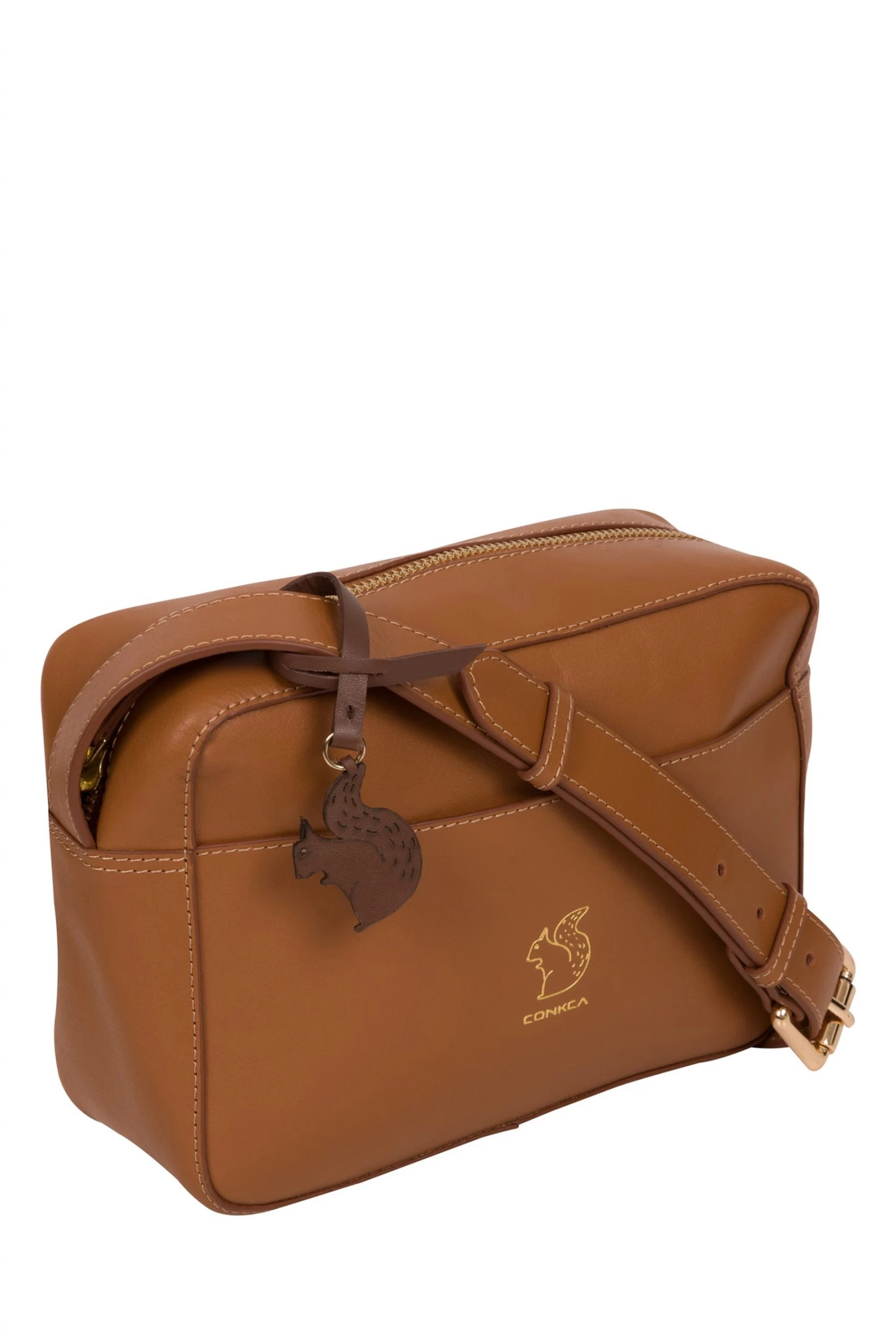 Conkca Tatum Vegetable-Tanned Leather Cross-Body Bag Saddle Tan - Image 4