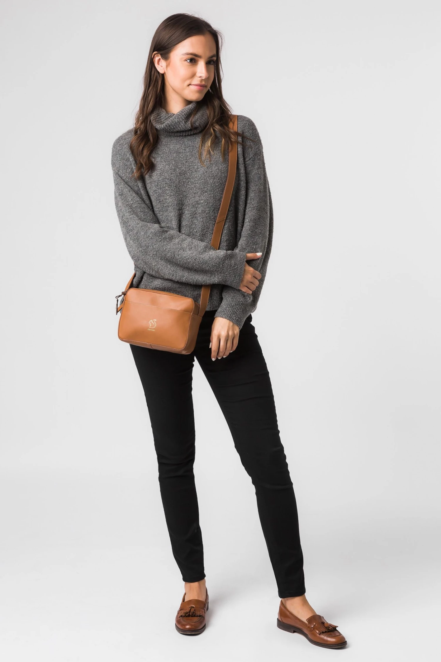 Conkca Tatum Vegetable-Tanned Leather Cross-Body Bag Saddle Tan - Image 5