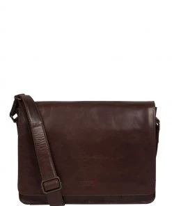 Conkca Zagallo Leather Messenger Bag Dark Brown