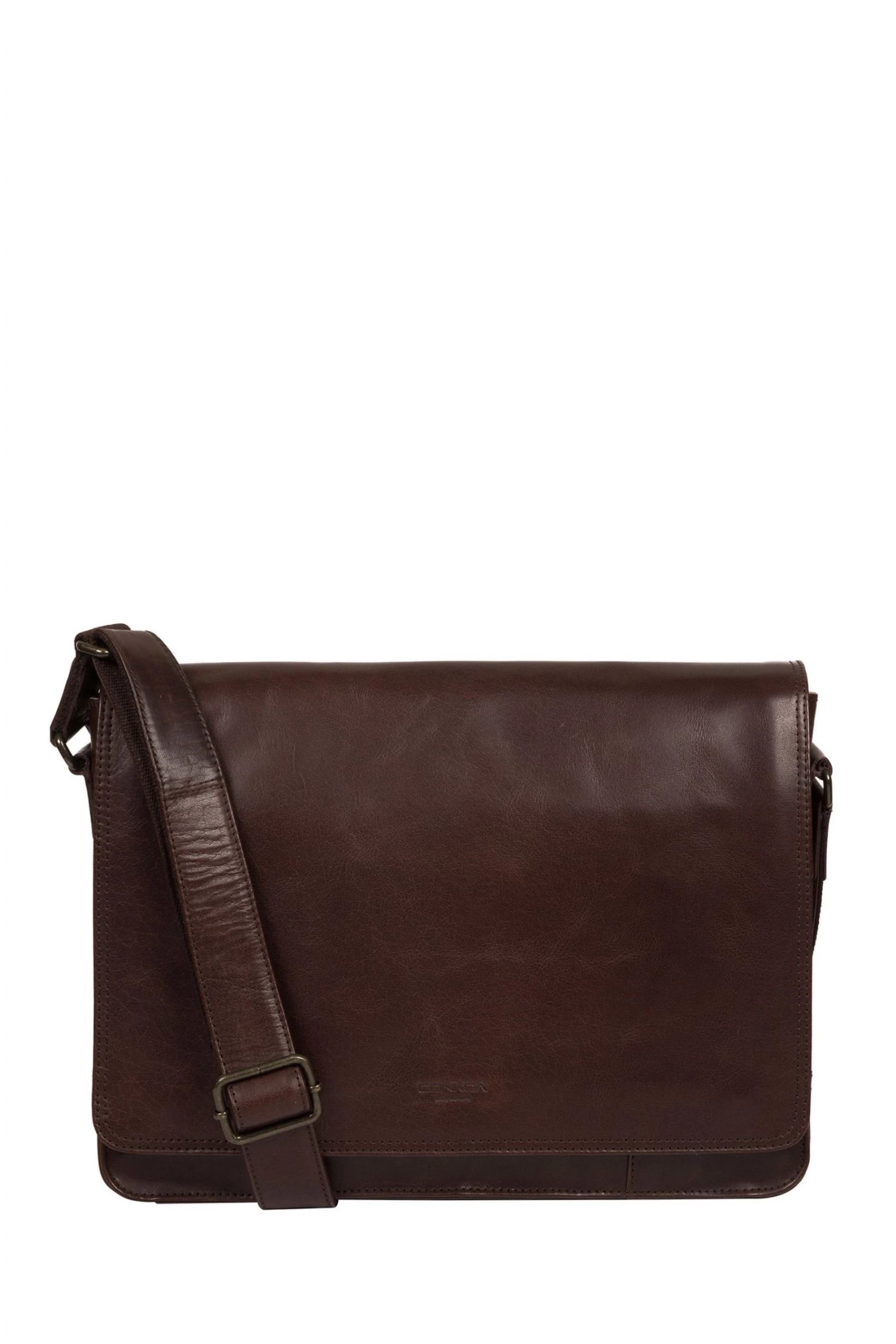 Conkca Zagallo Leather Messenger Bag Dark Brown