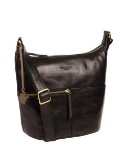 Conkca Kristin Leather Shoulder Bag Black