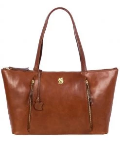 Conkca Clover Leather Tote Bag Plum
