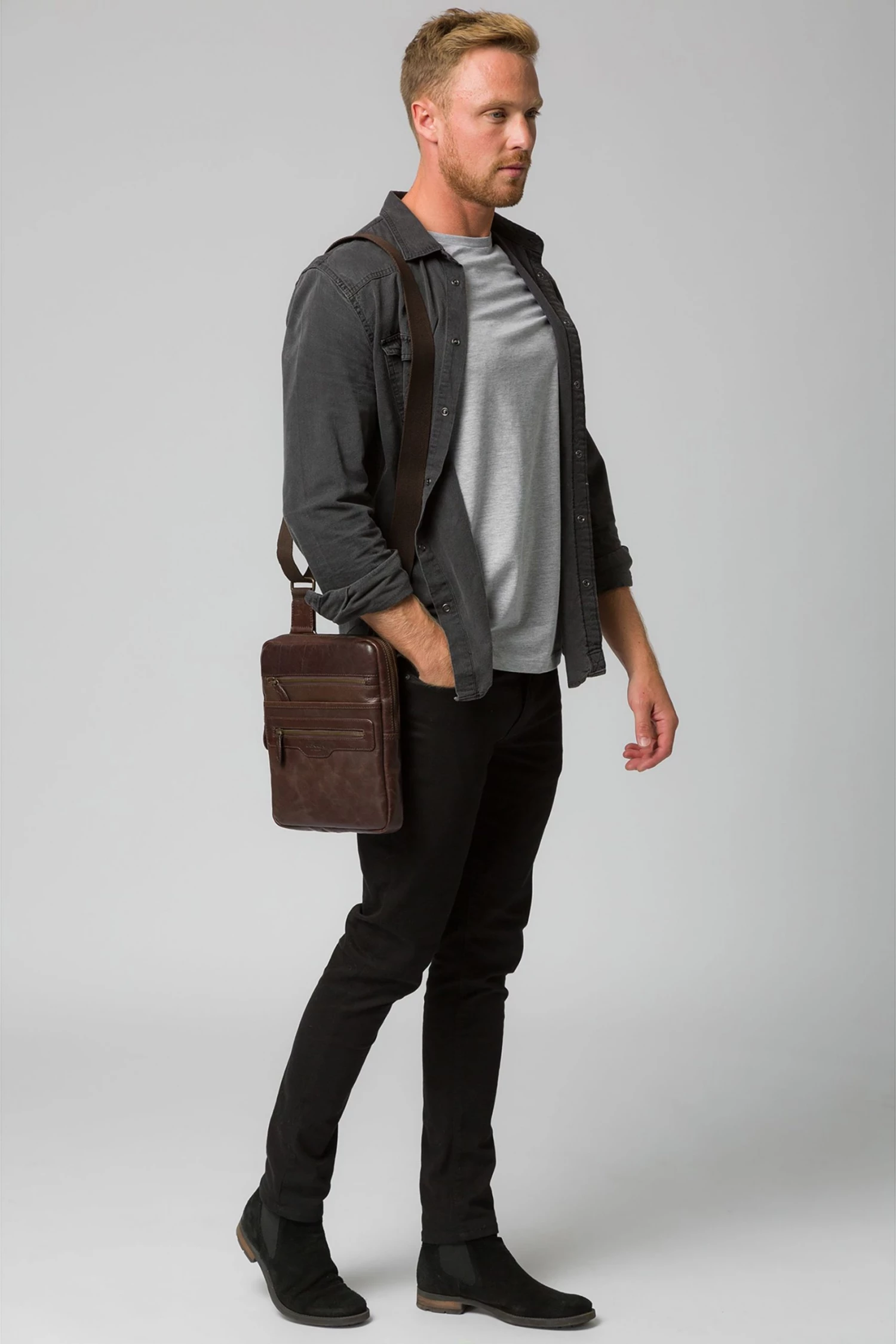 Conkca Jairizinho Leather Cross-Body Bag Dark Brown - Image 2