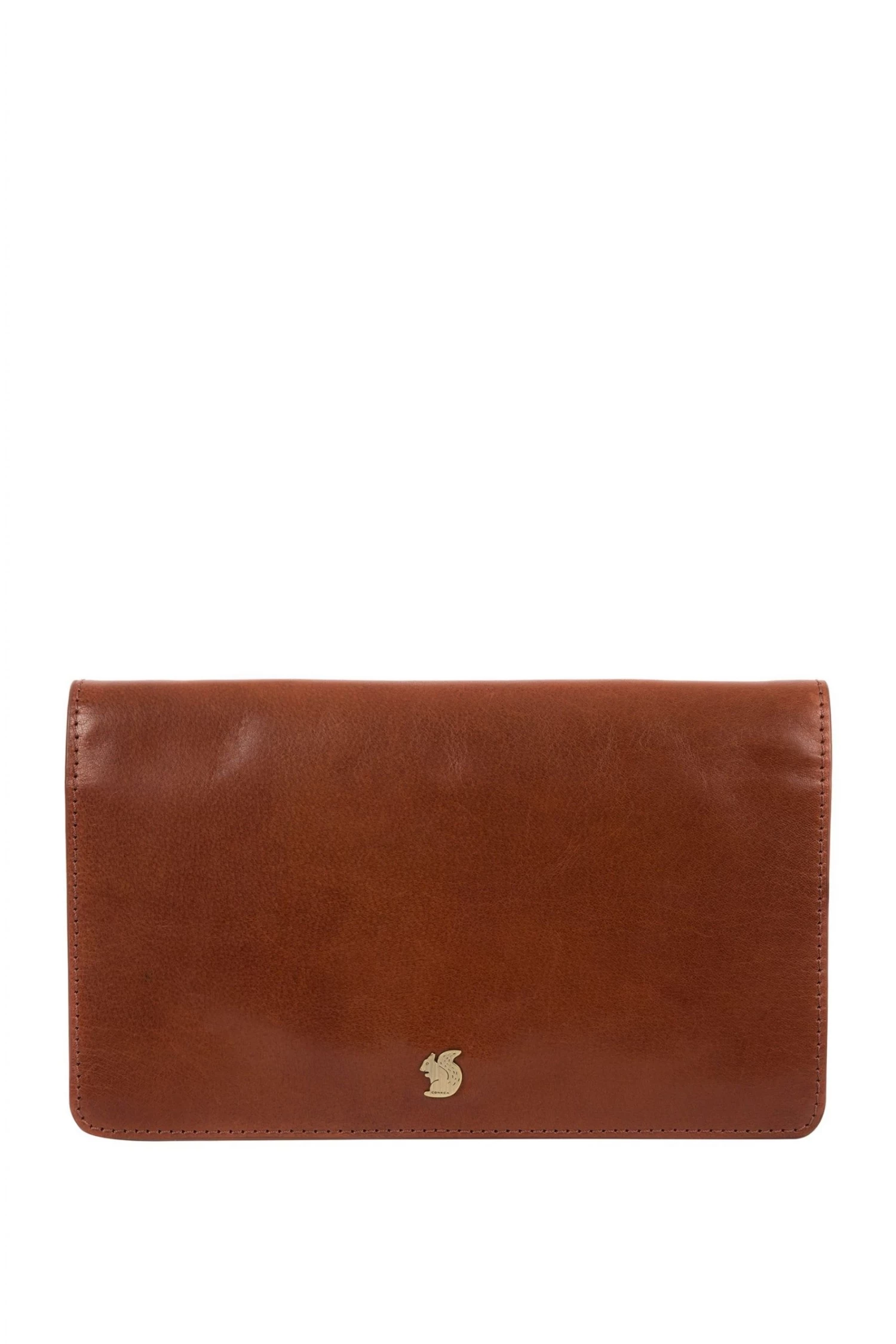 Conkca Cherish Leather Clutch Bag Navy