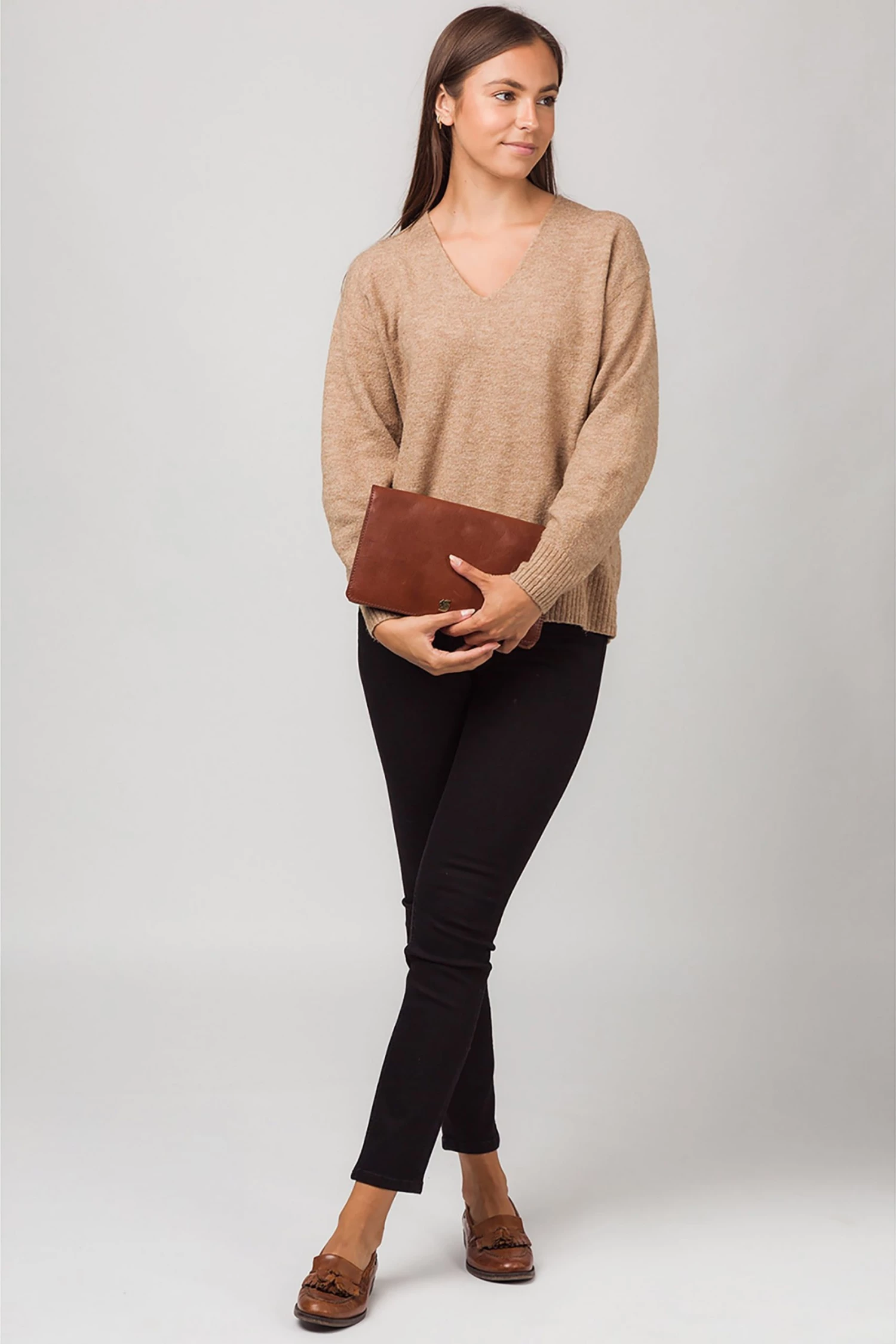 Conkca Cherish Leather Clutch Bag Navy - Image 4