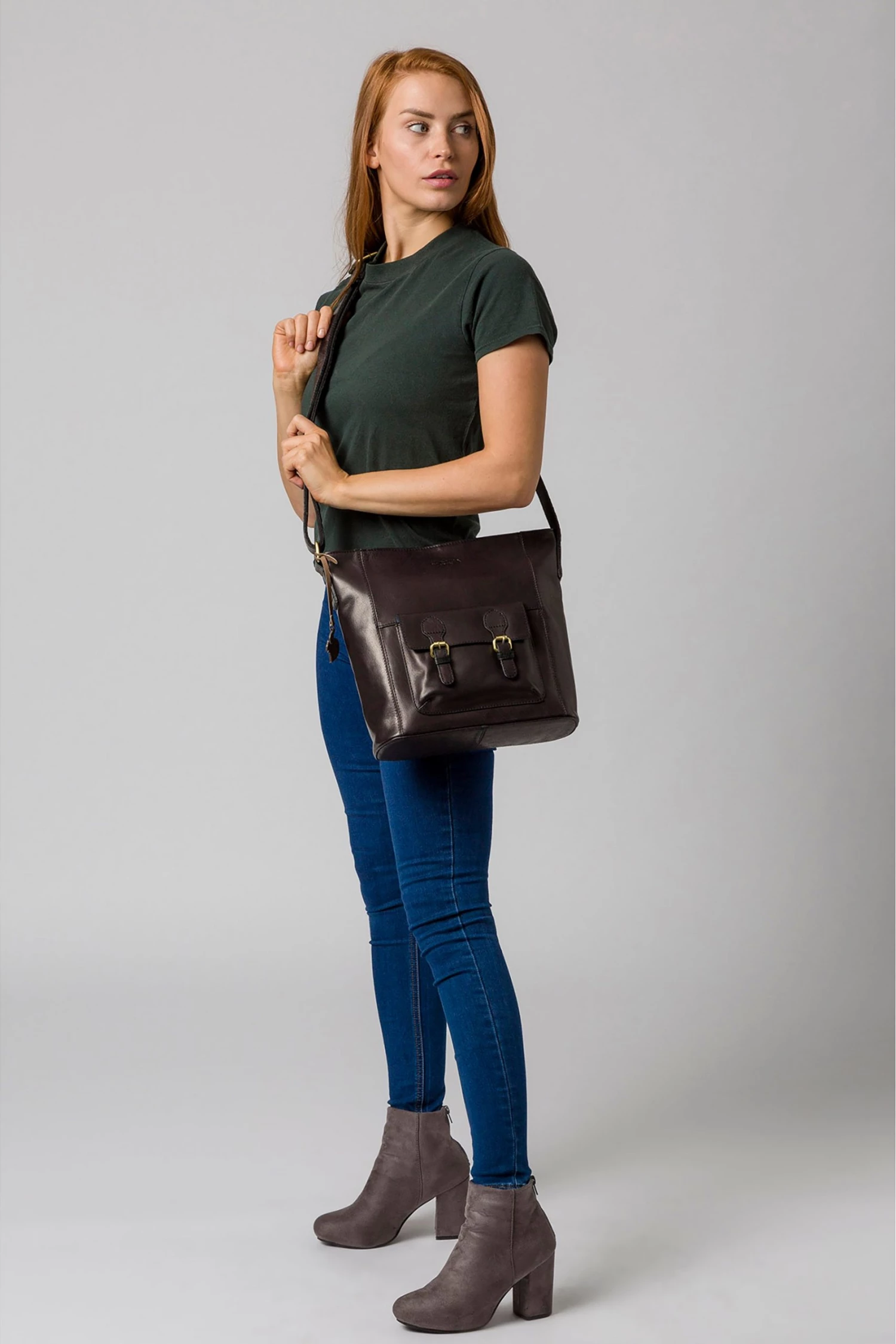 Conkca Robyn Leather Shoulder Bag Conker Brown - Image 4