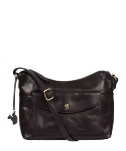 Conkca Alana Navy Blue Leather Shoulder Bag