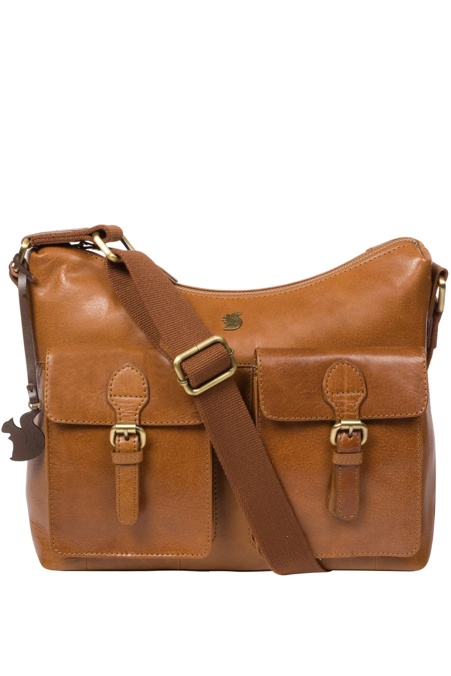Conkca Nancie Dark Tan Brown Leather Shoulder Bag