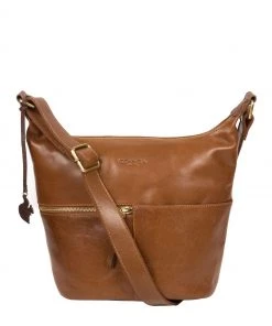 Conkca Kristin Dark Tan Leather Shoulder Bag
