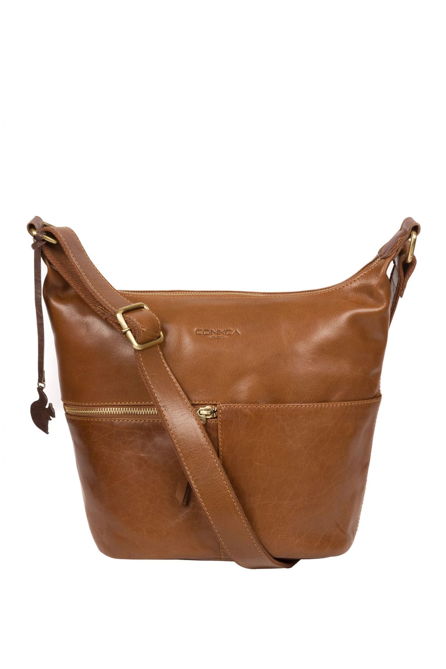 Conkca Kristin Dark Tan Leather Shoulder Bag