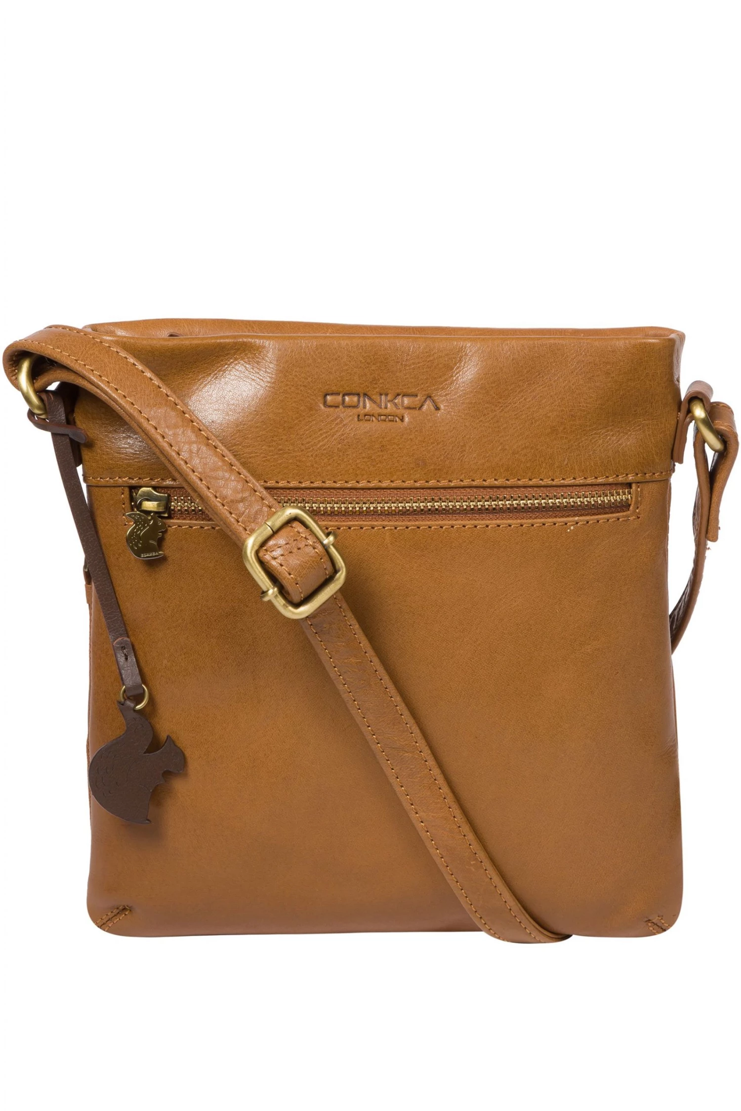 Conkca Yayoi Leather Cross-Body Bag Dark Tan