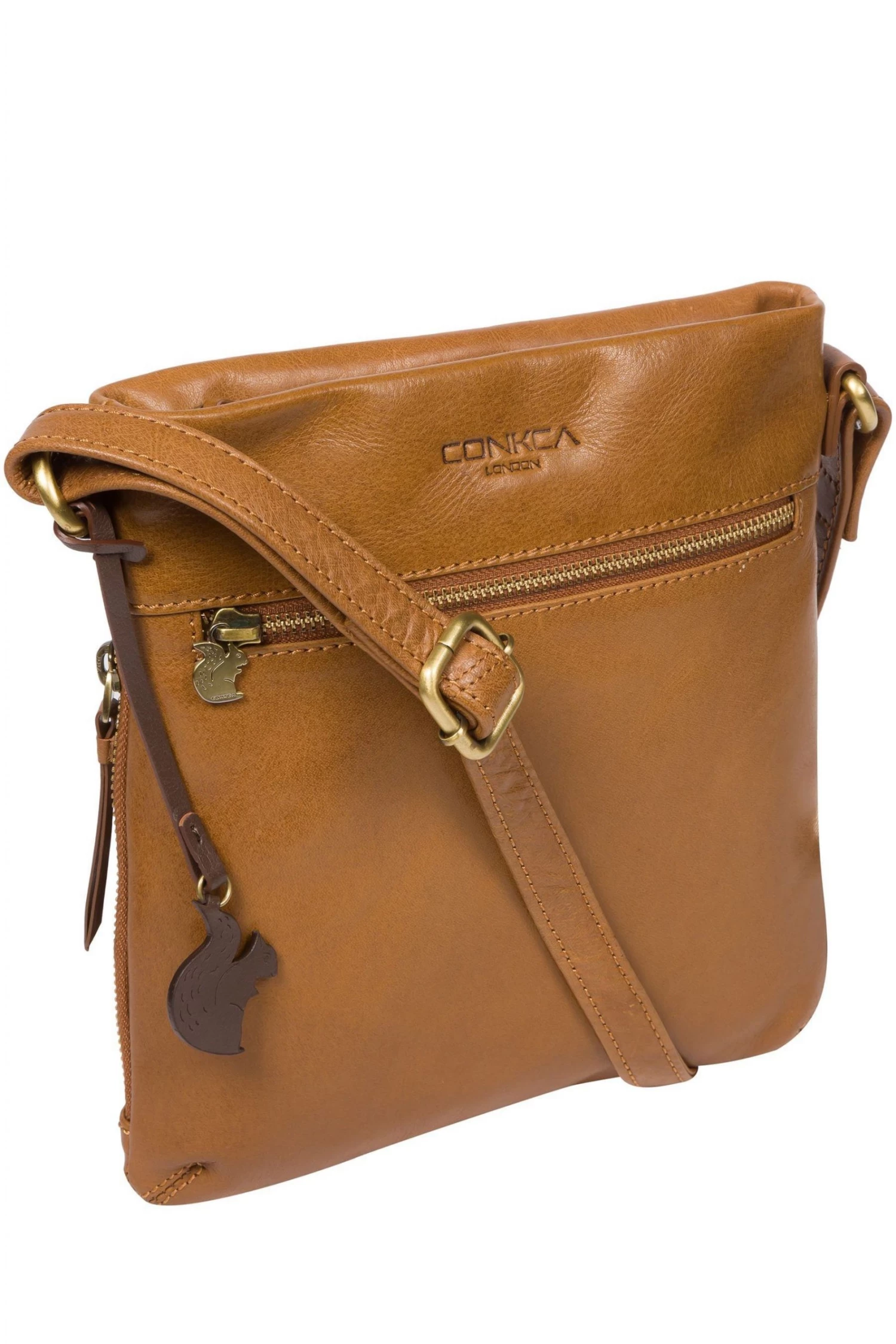 Conkca Yayoi Leather Cross-Body Bag Dark Tan - Image 3