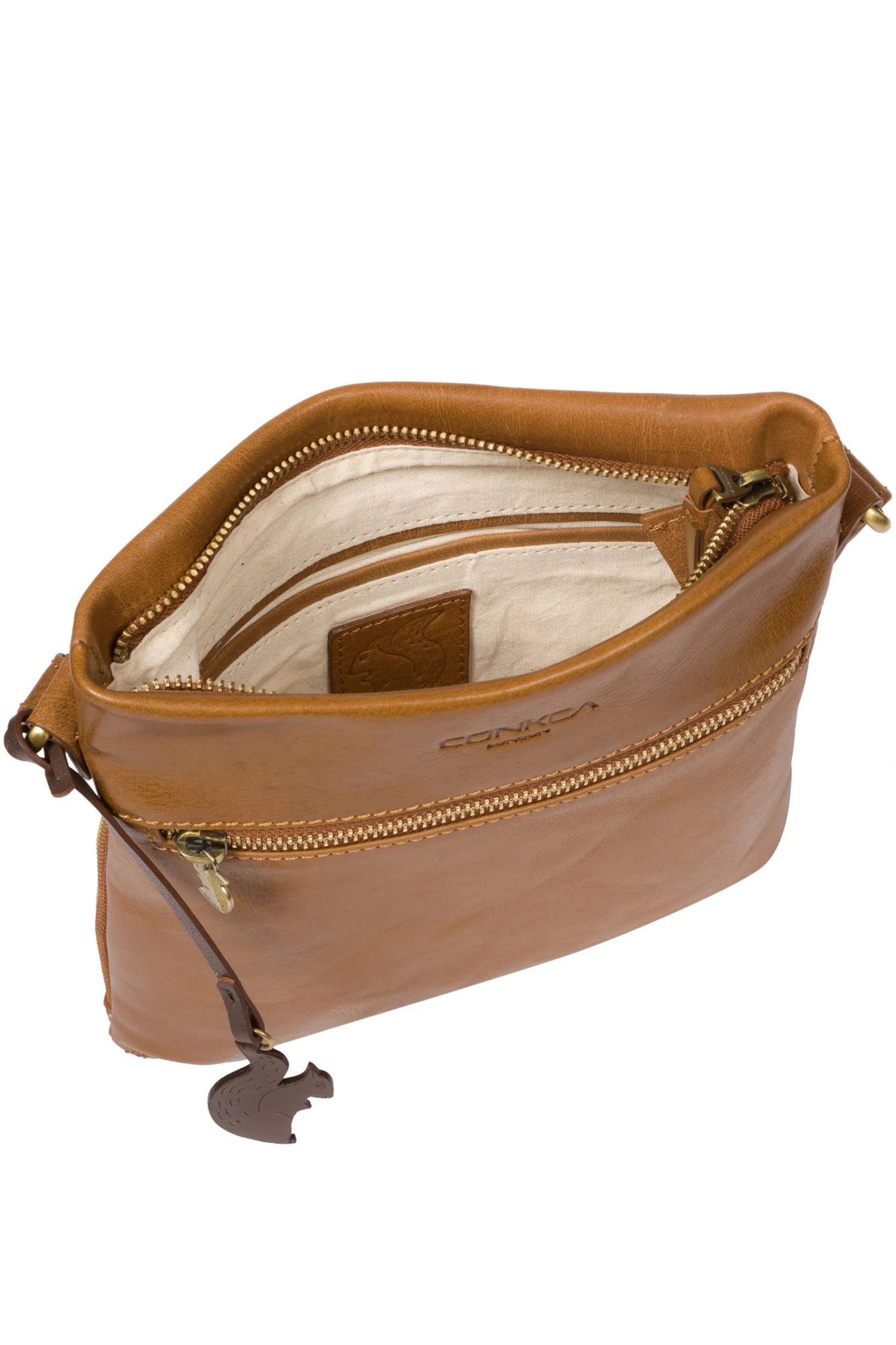 Conkca Yayoi Leather Cross-Body Bag Dark Tan - Image 4