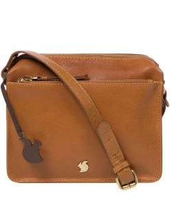 Conkca Aurora Leather Cross Body Bag Conker Brown
