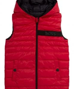 BOSS Logo Reversible Sleeveless Puffer Jacket Green