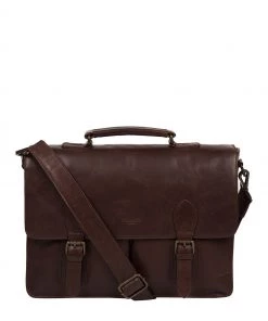 Conkca Scolari Leather Briefcase Black
